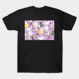 Halloween Cat Party on Purple T-Shirt